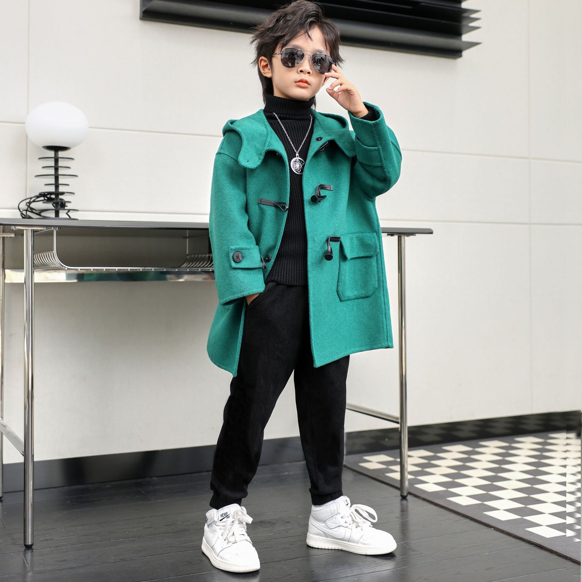 Children Winter Red Green Wool - Kids Outdoor Jacket 评论和价格