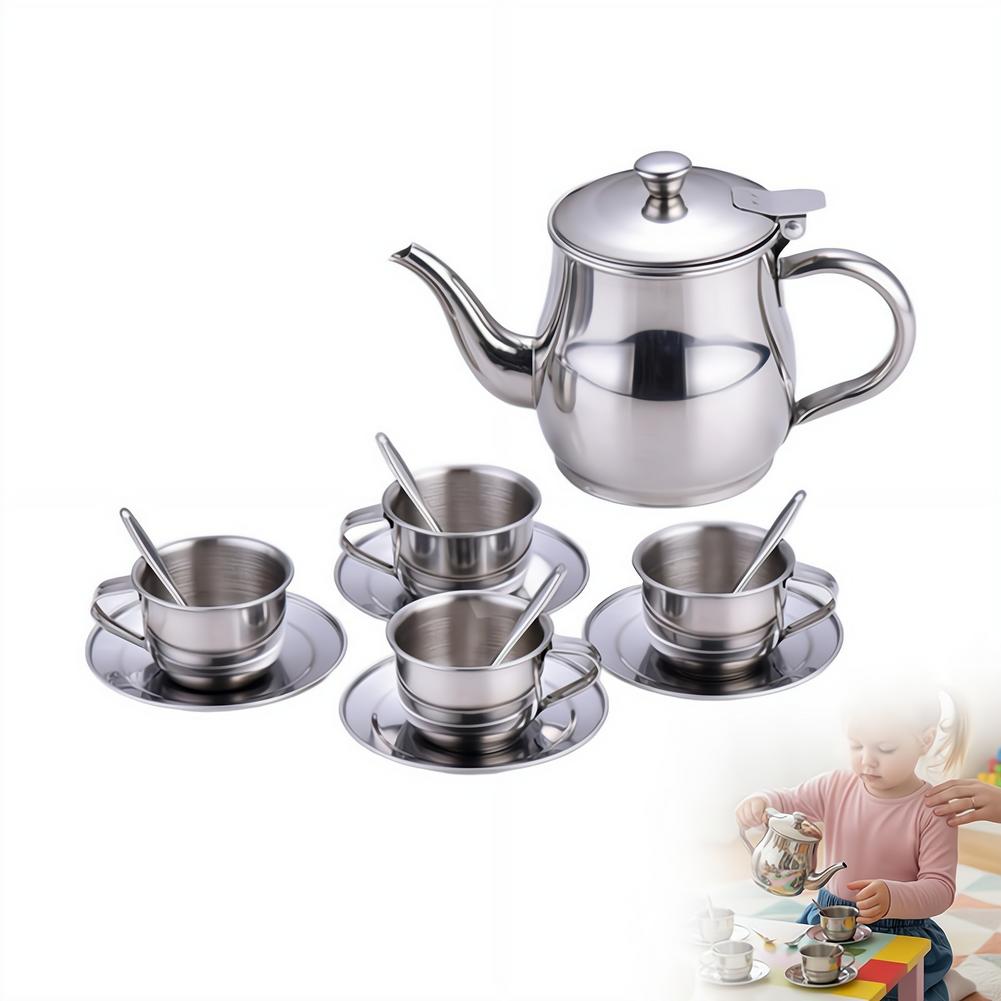 Kids Stainless Steel Tea Set T - Kids Outdoor House With Kitchen 评论和价格