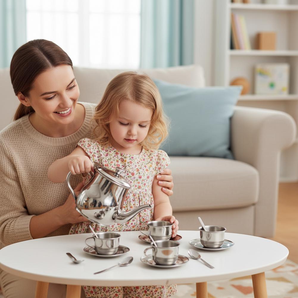 Kids Stainless Steel Tea Set T - Kids Outdoor House With Kitchen 评论和价格