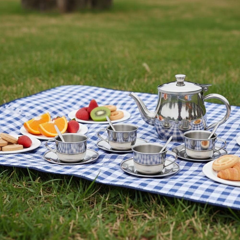 Kids Stainless Steel Tea Set T - Kids Outdoor House With Kitchen 评论和价格