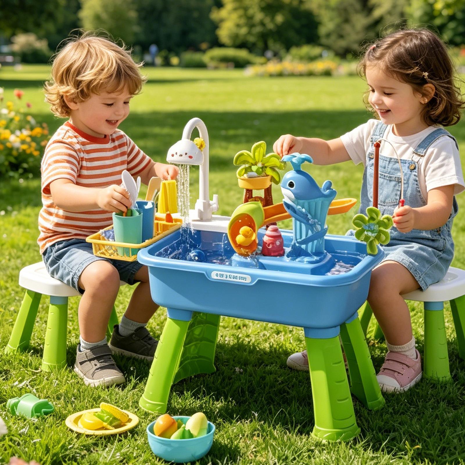 Toddler Water Table Kitchen Pl - Kids Outdoor Sensory Table 评论和价格