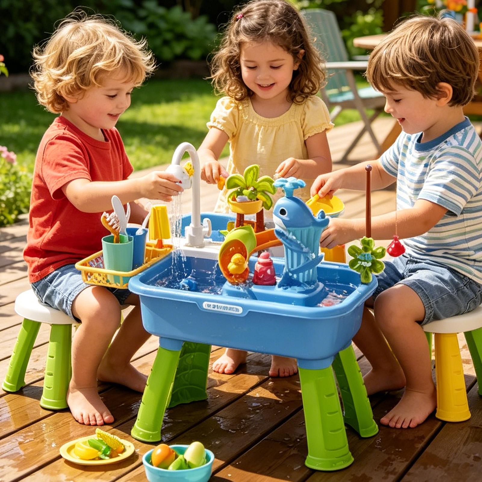 Toddler Water Table Kitchen Pl - Kids Outdoor Sensory Table 评论和价格