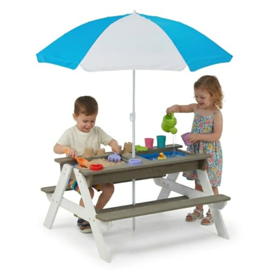 Outdoor kids picnic table, 3-i - Kids Outdoor Table With Umbrella 评论和价格