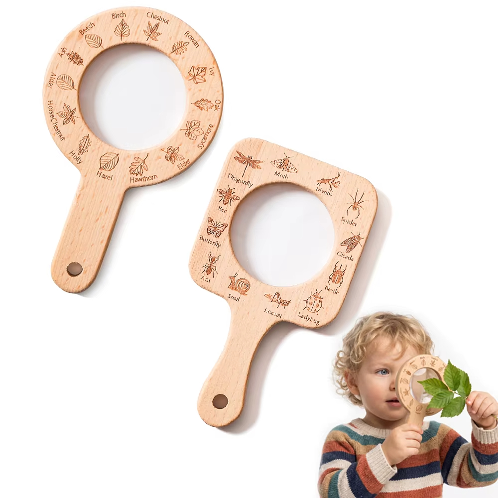 Wooden Magnifying Glass for Ki - Kids Outdoor Nature Toys 评论和价格
