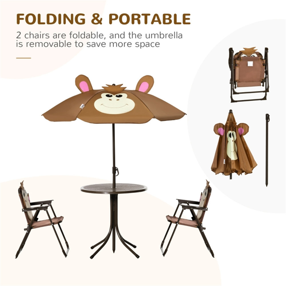 Cute Monkey Kids Patio Table C - Kids Outdoor Table With Umbrella 评论和价格