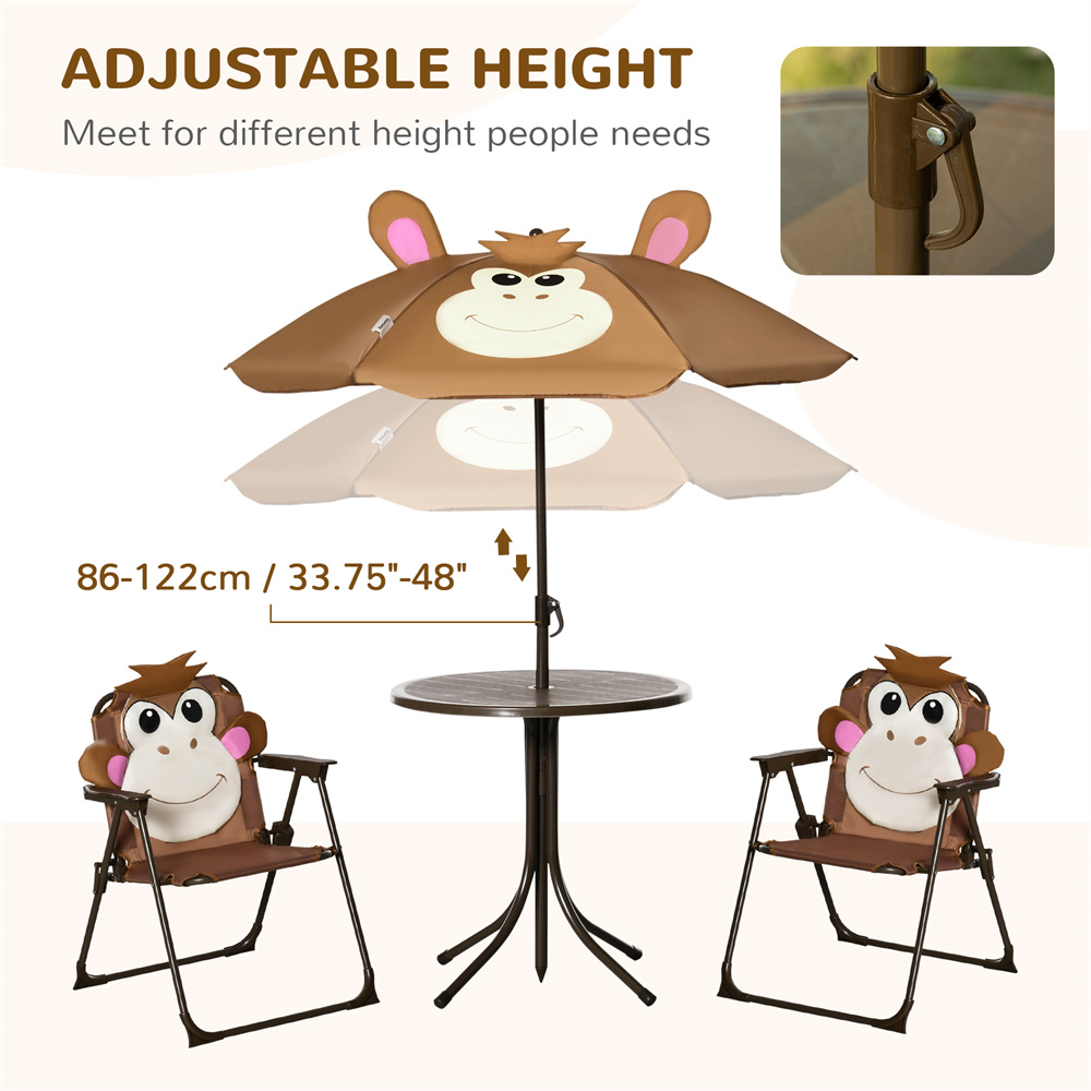 Cute Monkey Kids Patio Table C - Kids Outdoor Table With Umbrella 评论和价格
