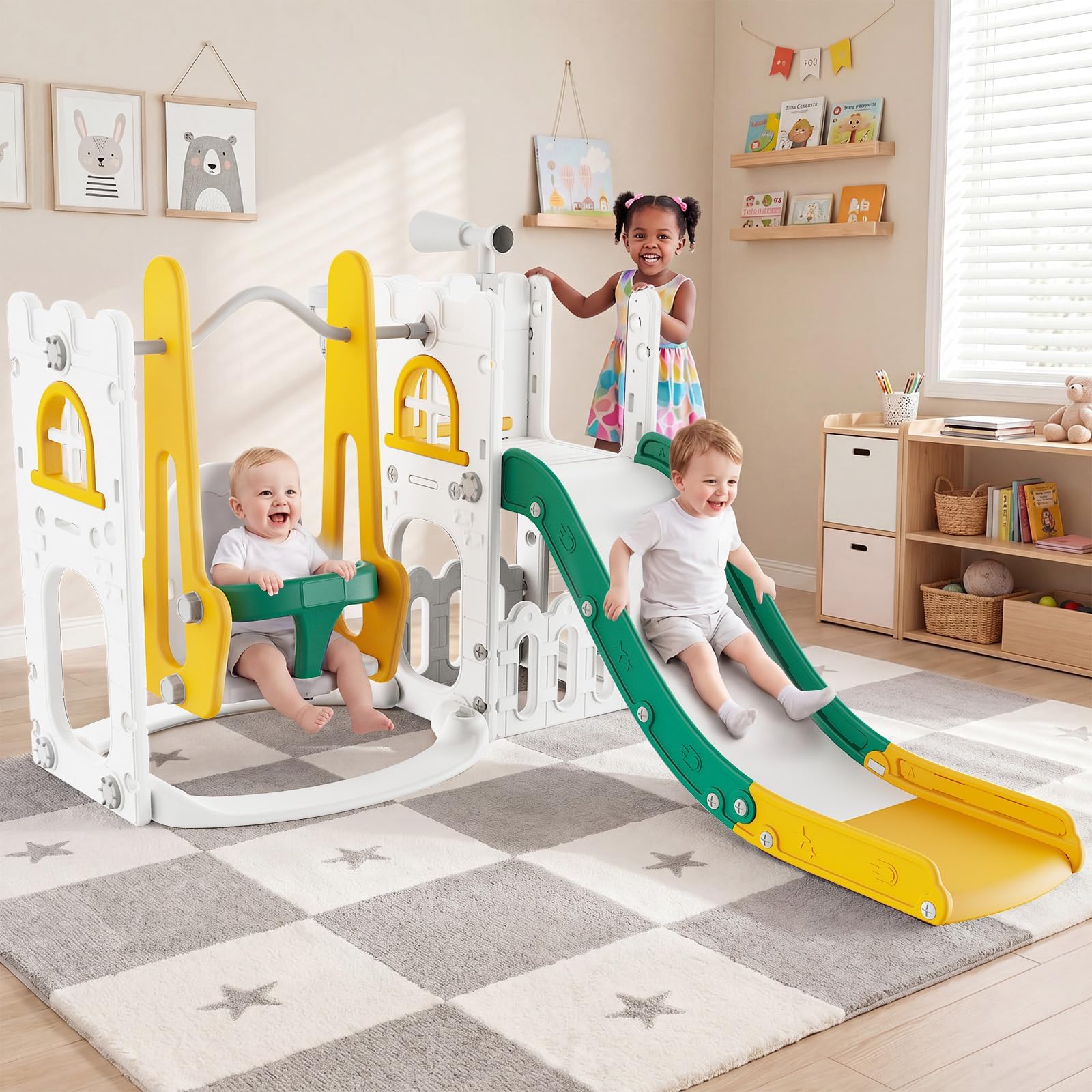 7 in 1 Toddler Slide And Swing - Kids Outdoor Swing And Slide 评论和价格