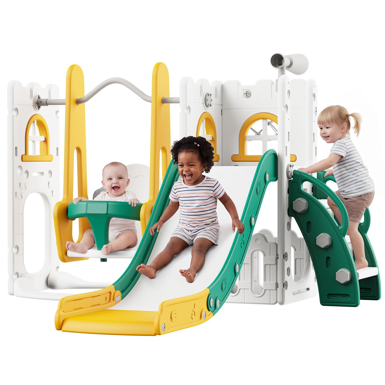 7 in 1 Toddler Slide And Swing - Kids Outdoor Swing And Slide 评论和价格