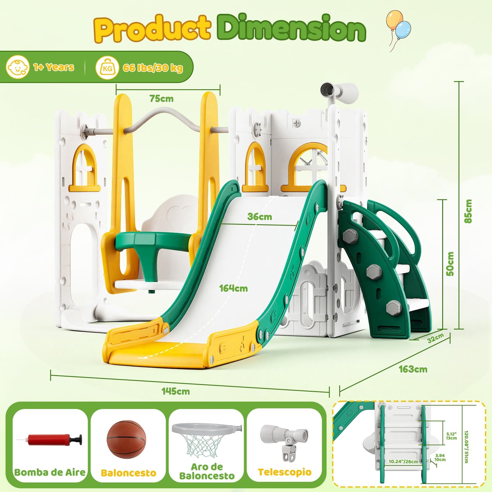 7 in 1 Toddler Slide And Swing - Kids Outdoor Swing And Slide 评论和价格