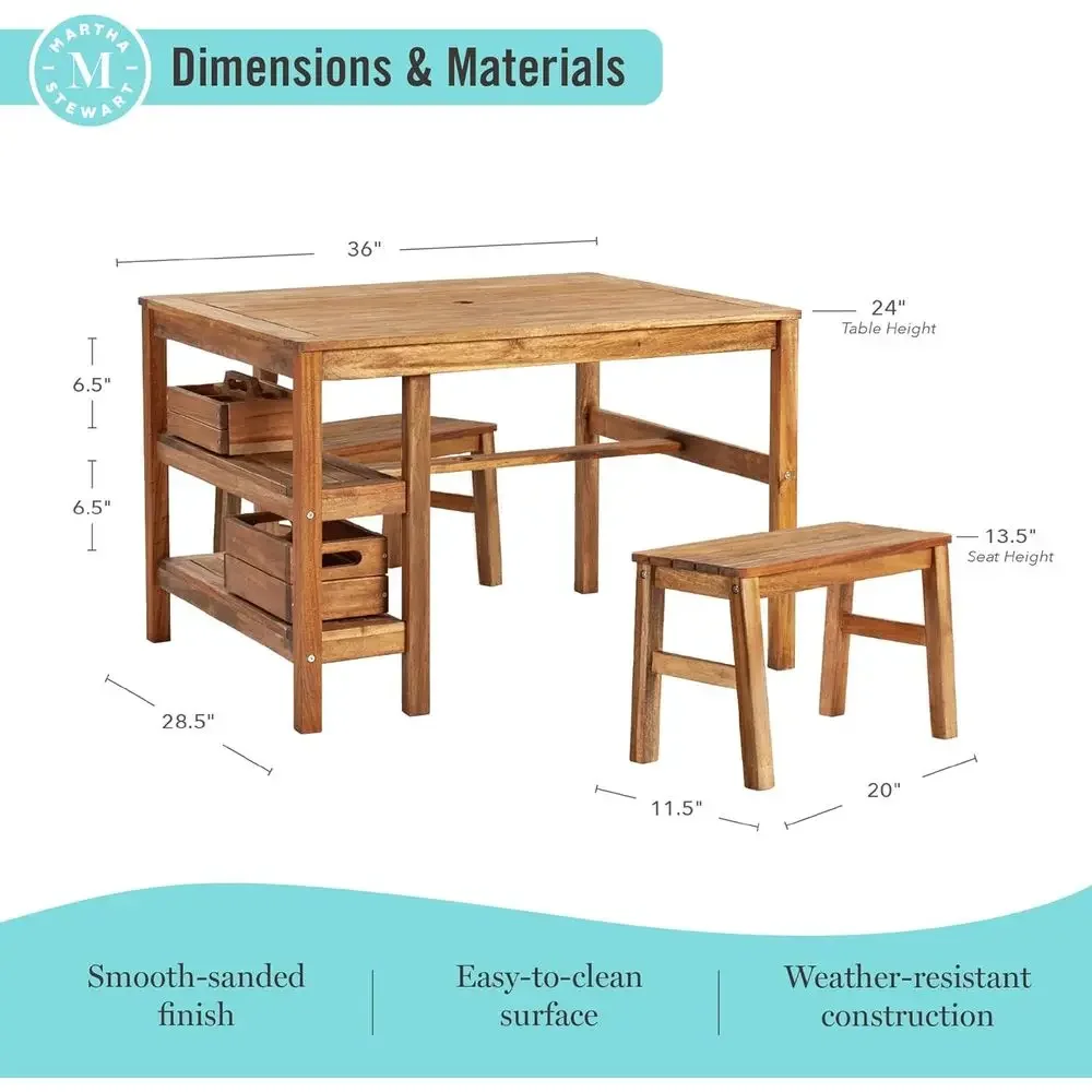Kids Outdoor Crat Table and 2  - Kids Outdoor Bench Table 评论和价格