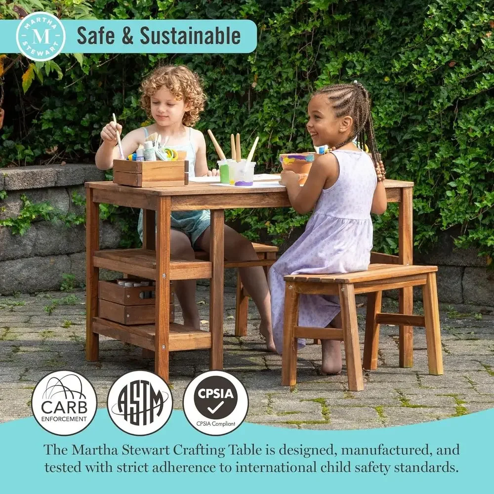 Kids Outdoor Crat Table and 2  - Kids Outdoor Bench Table 评论和价格