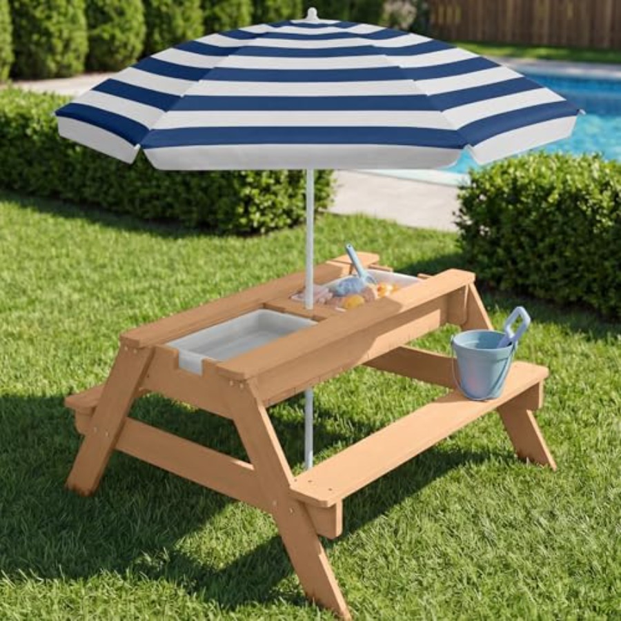 Outdoor kids picnic table with - Kids Outdoor Table With Umbrella 评论和价格