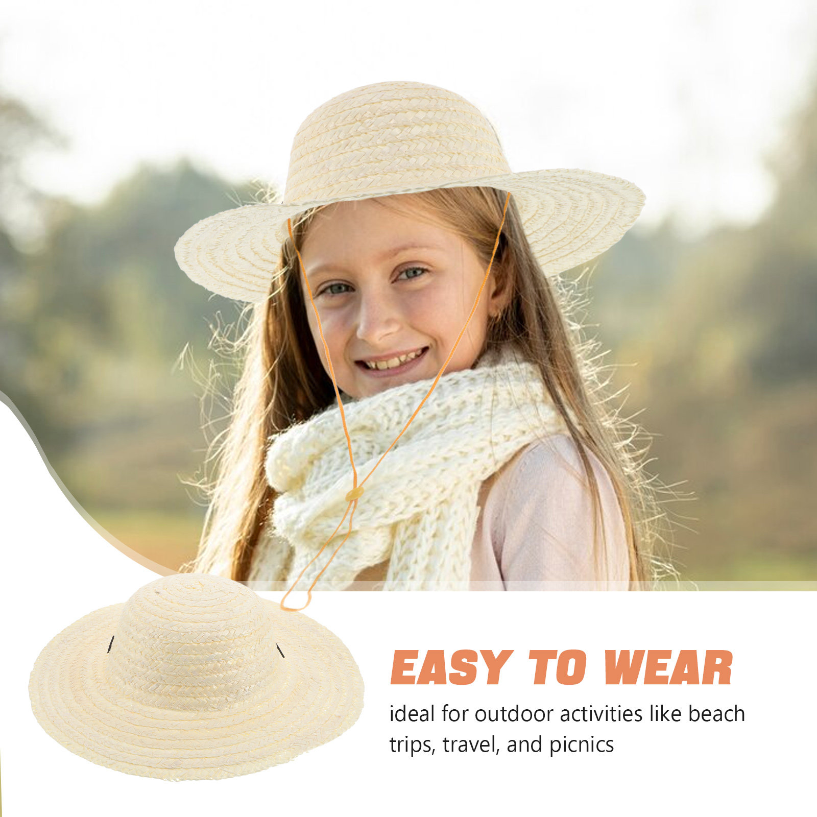 Wheat Straw Hat for Kid DIY Cr - Kids Outdoor Hat 评论和价格