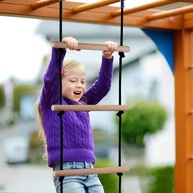 Children Climbing Rope Ladder  - Kids Outdoor Swing And Slide 评论和价格