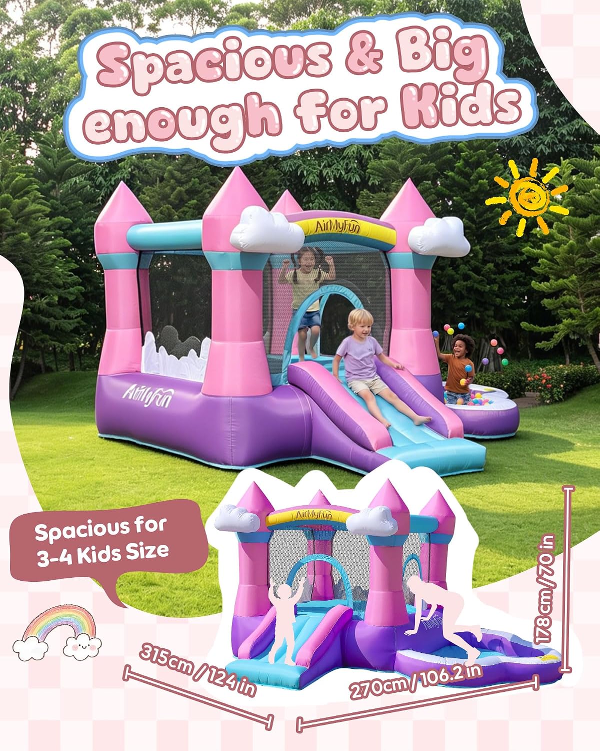 Pink Indoor/Outdoor Inflatable - Kids Outdoor Water 评论和价格
