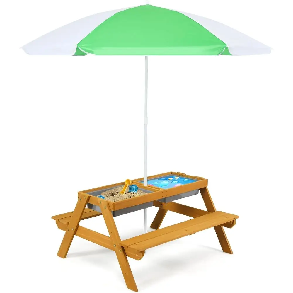 3-in-1 Height-Adjustable Umbre - Kids Outdoor Table With Umbrella 评论和价格