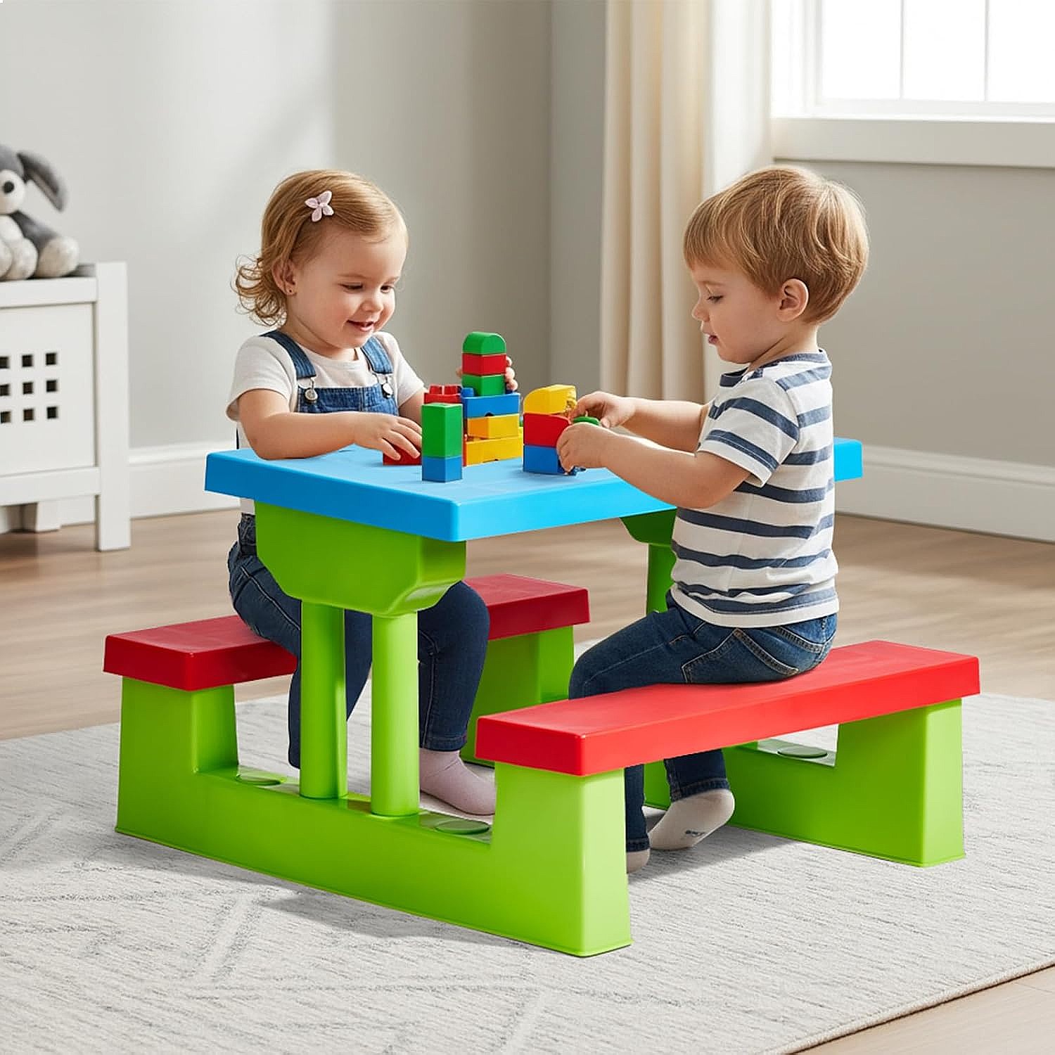 JOYMOR Kids Picnic Table with  - Kids Outdoor Table With Umbrella 评论和价格