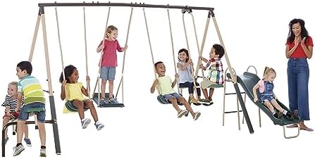 view Outdoor Play Kids Metal B - Kids Outdoor Swing And Slide 评论和价格