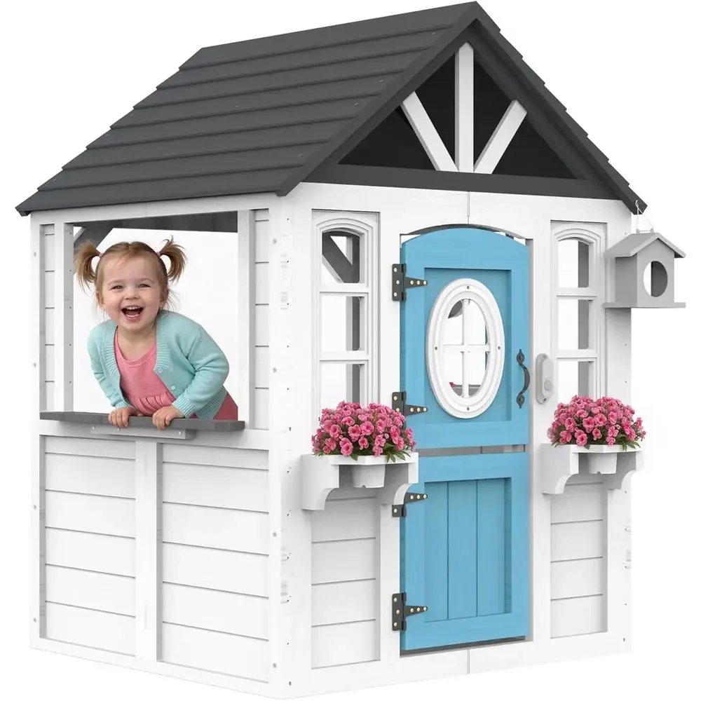 YOE Wooden Kids Playhouse with - Kids Outdoor House With Kitchen 评论和价格
