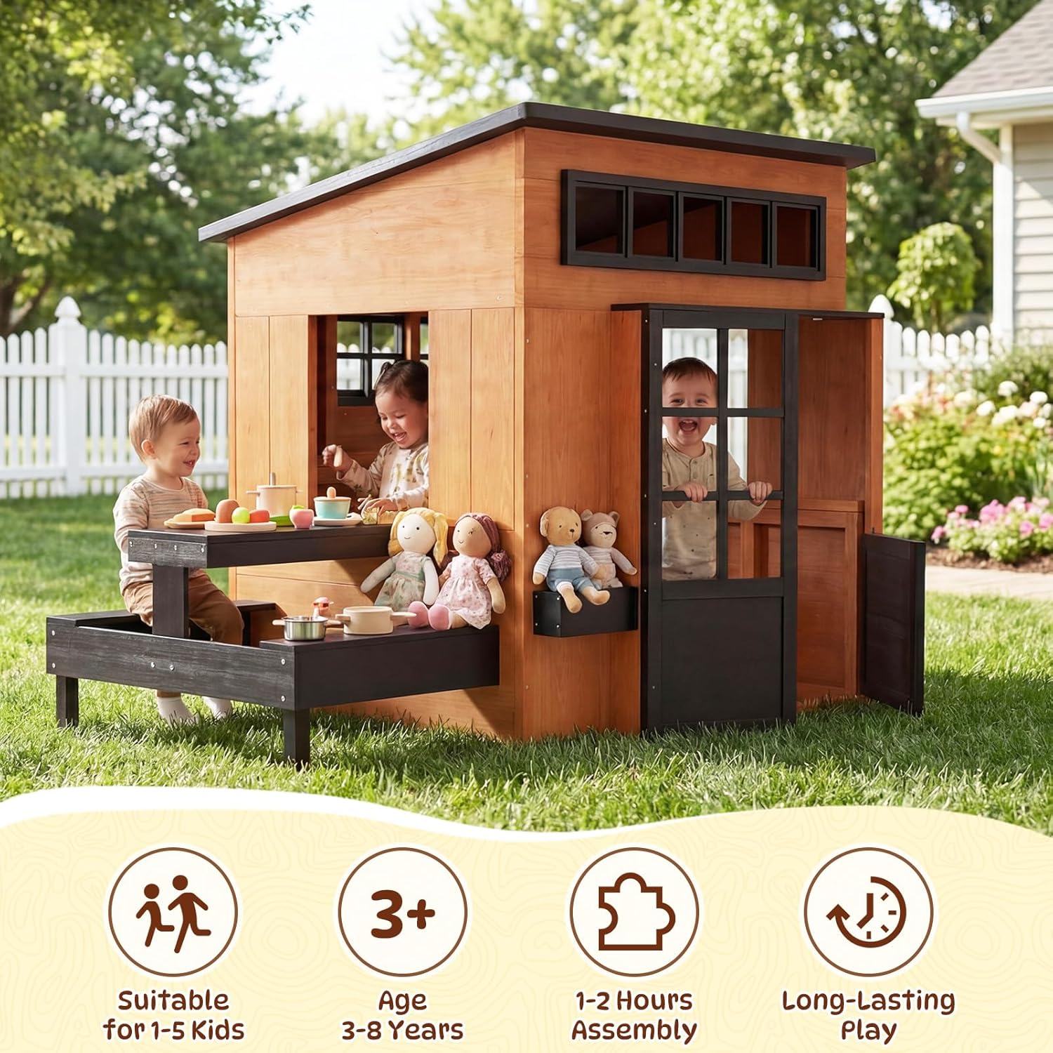 Nordivale Outdoor Playhouse Mo - Kids Outdoor House With Kitchen 评论和价格