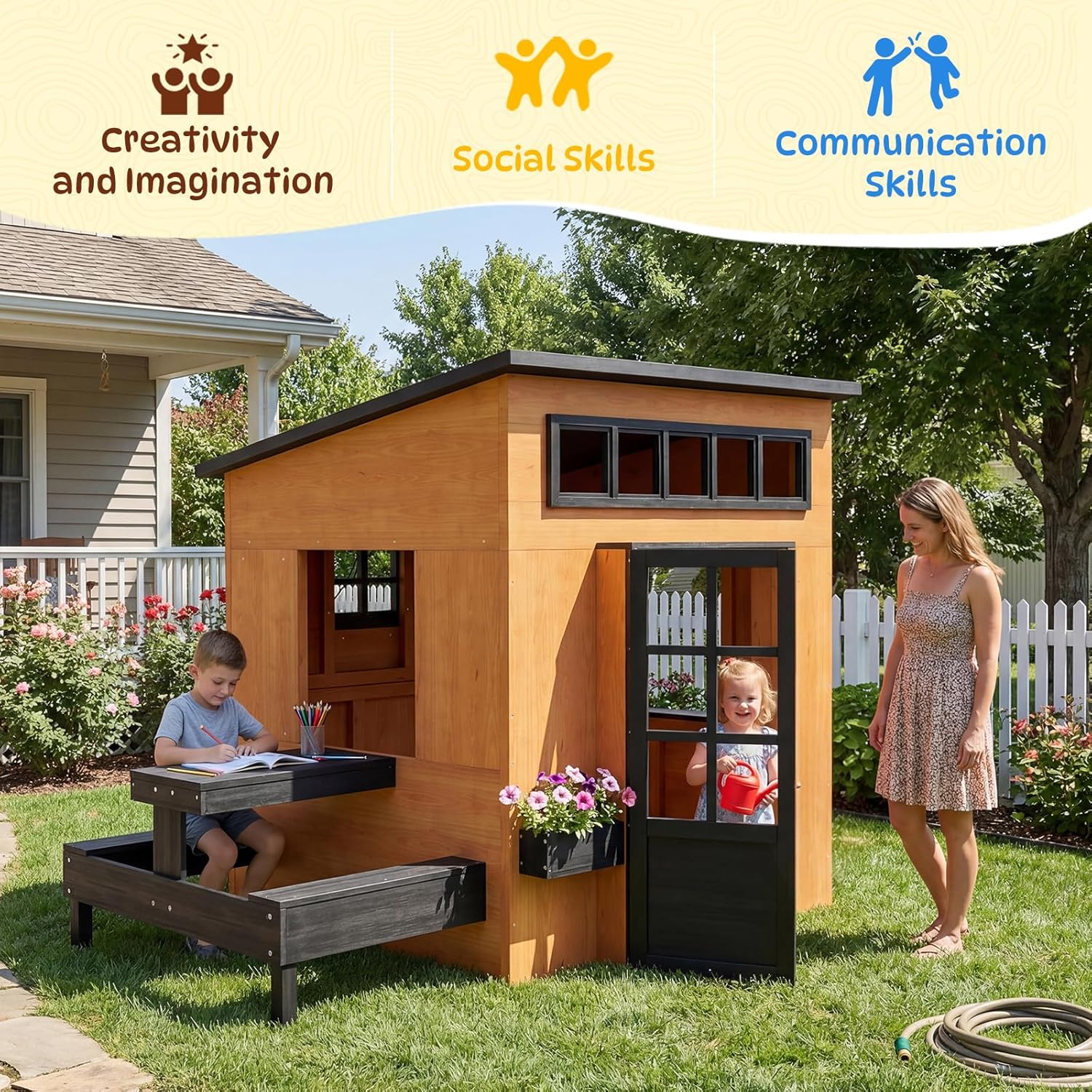 Nordivale Outdoor Playhouse Mo - Kids Outdoor House With Kitchen 评论和价格