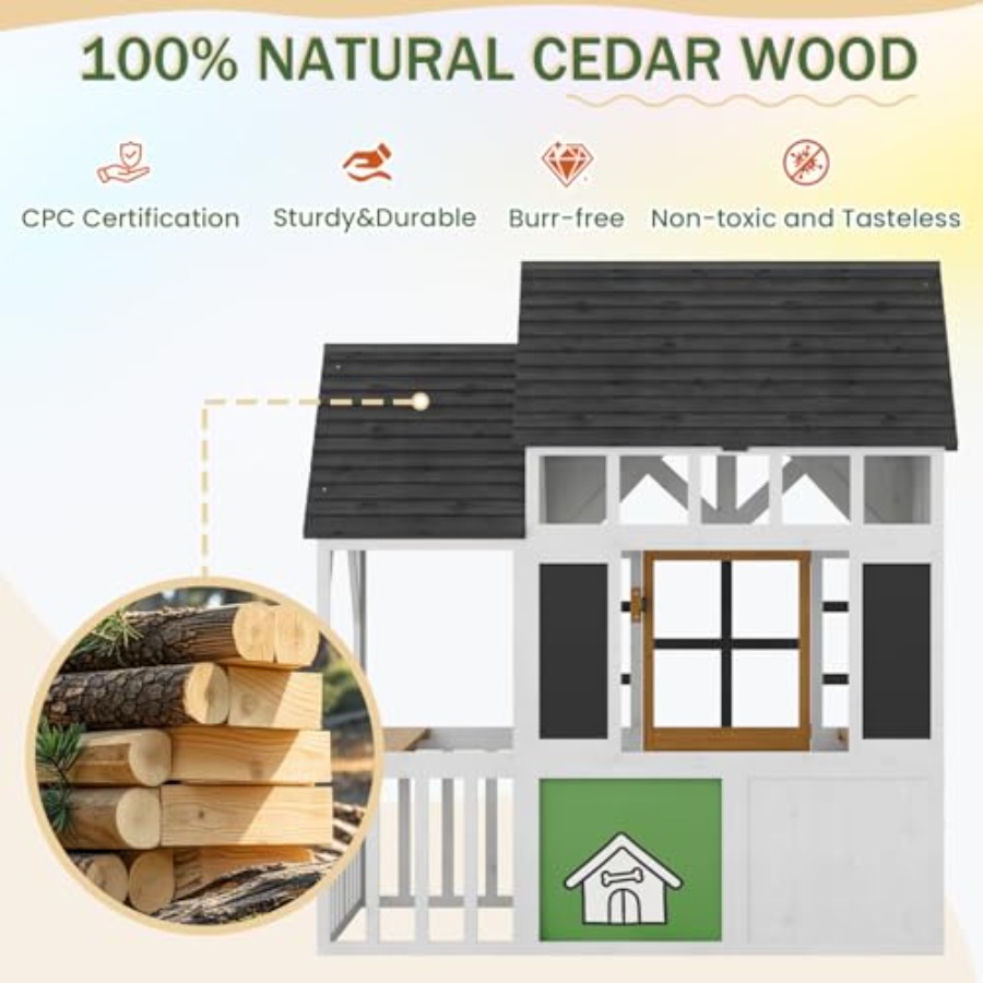 Outdoor Wooden Play House For  - Kids Outdoor House With Kitchen 评论和价格