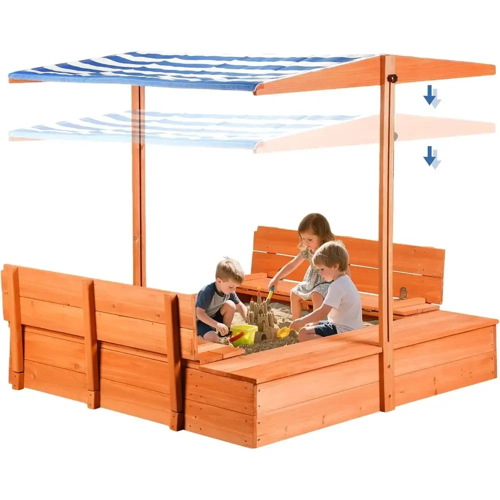 Kids Wooden Outdoor Sandbox wi - Kids Outdoor Bench Table 评论和价格