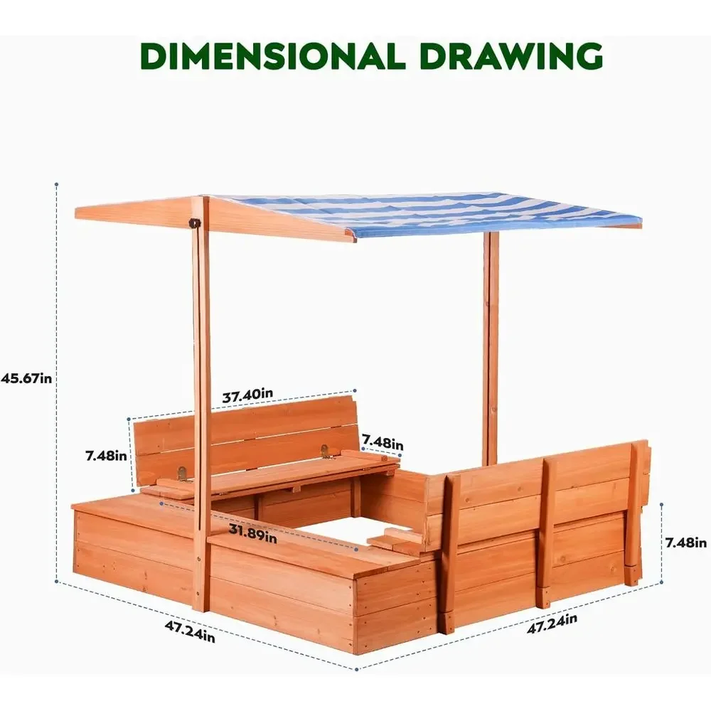 Kids Wooden Outdoor Sandbox wi - Kids Outdoor Bench Table 评论和价格