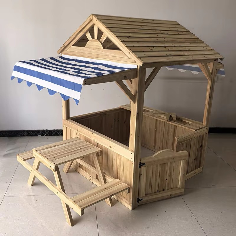 Wood Kids Play House Wooden Ch - Kids Outdoor House With Kitchen 评论和价格