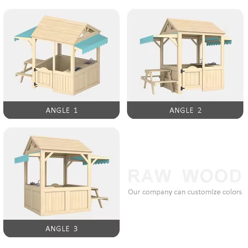 Wood Kids Play House Wooden Ch - Kids Outdoor House With Kitchen 评论和价格