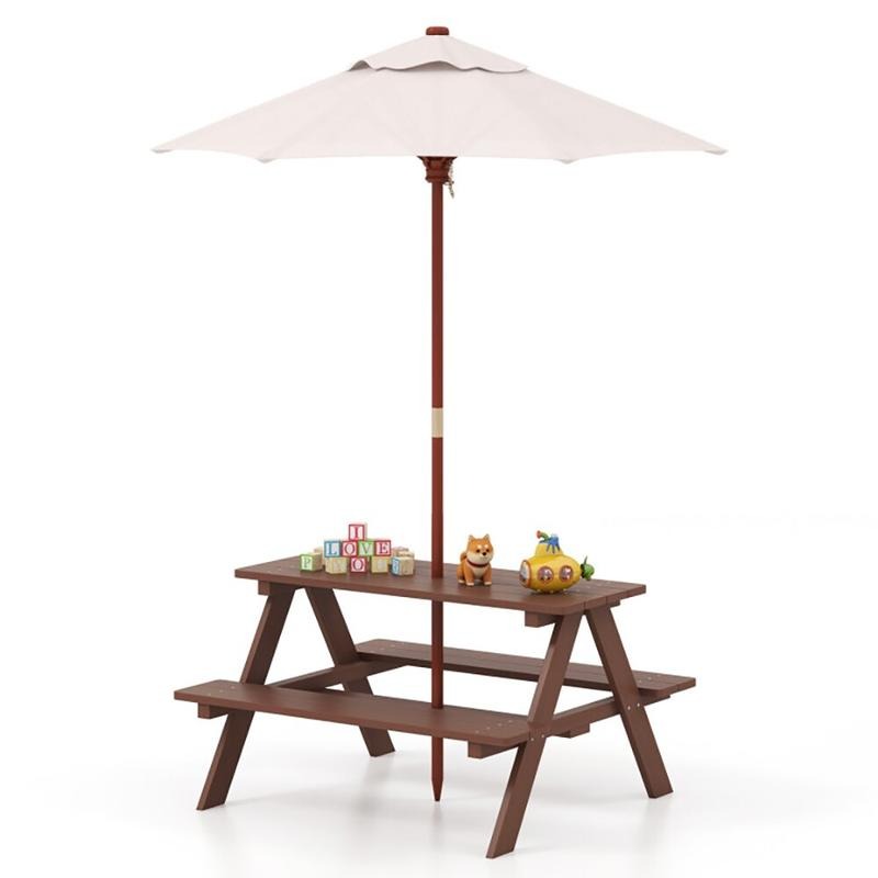 Outdoor 4-Seat Kids Picnic Tab - Kids Outdoor Table With Umbrella 评论和价格
