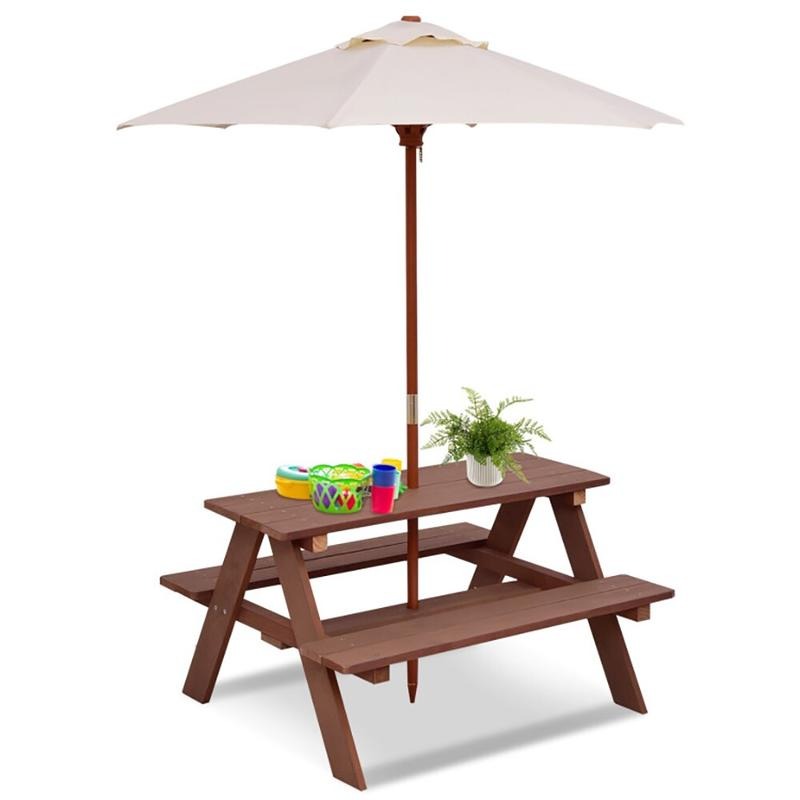 Outdoor 4-Seat Kids Picnic Tab - Kids Outdoor Table With Umbrella 评论和价格