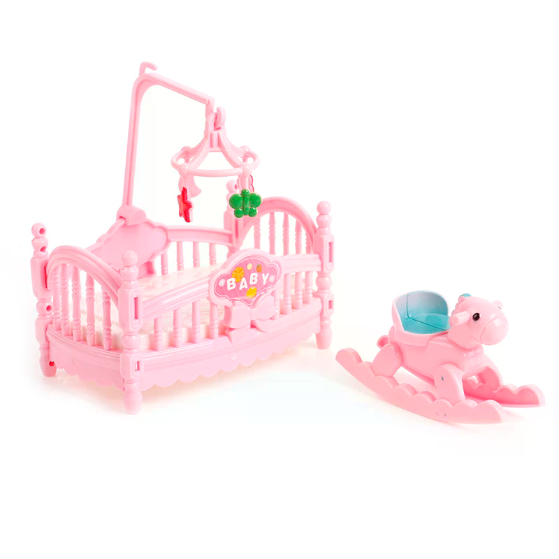 Miniature Crib Wooden Horse Se - Kids Outdoor Doll House 评论和价格