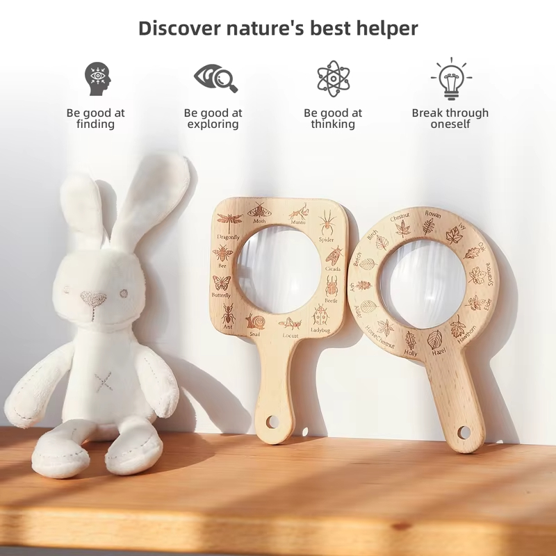 Wooden Magnifying Glass for Ki - Kids Outdoor Nature Toys 评论和价格