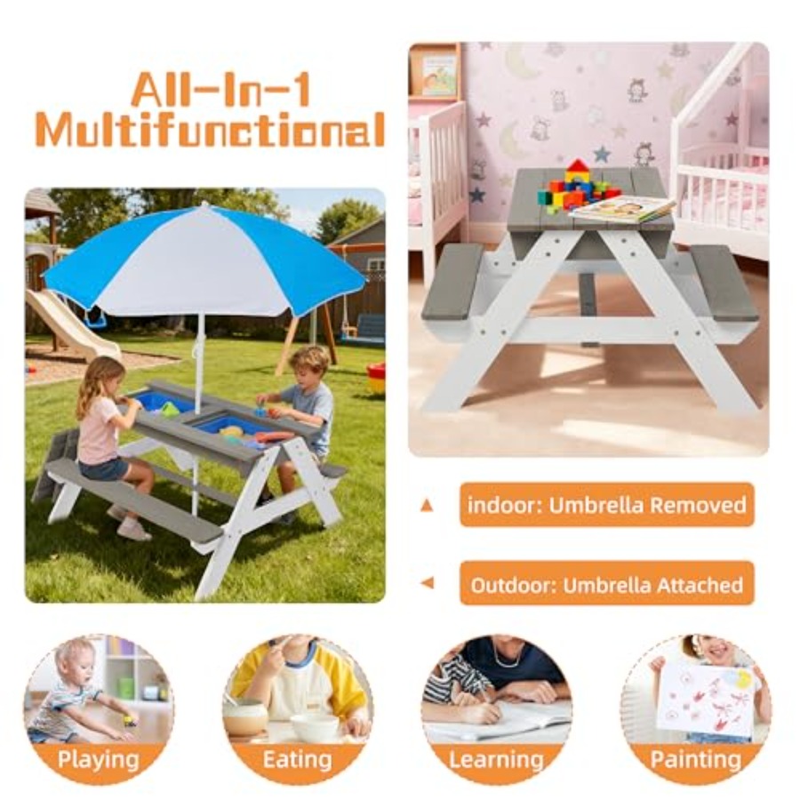 Outdoor backyard patio picnic  - Kids Outdoor Table With Umbrella 评论和价格