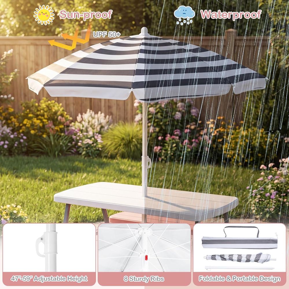 Kids Picnic Table, Toddler Out - Kids Outdoor Table With Umbrella 评论和价格
